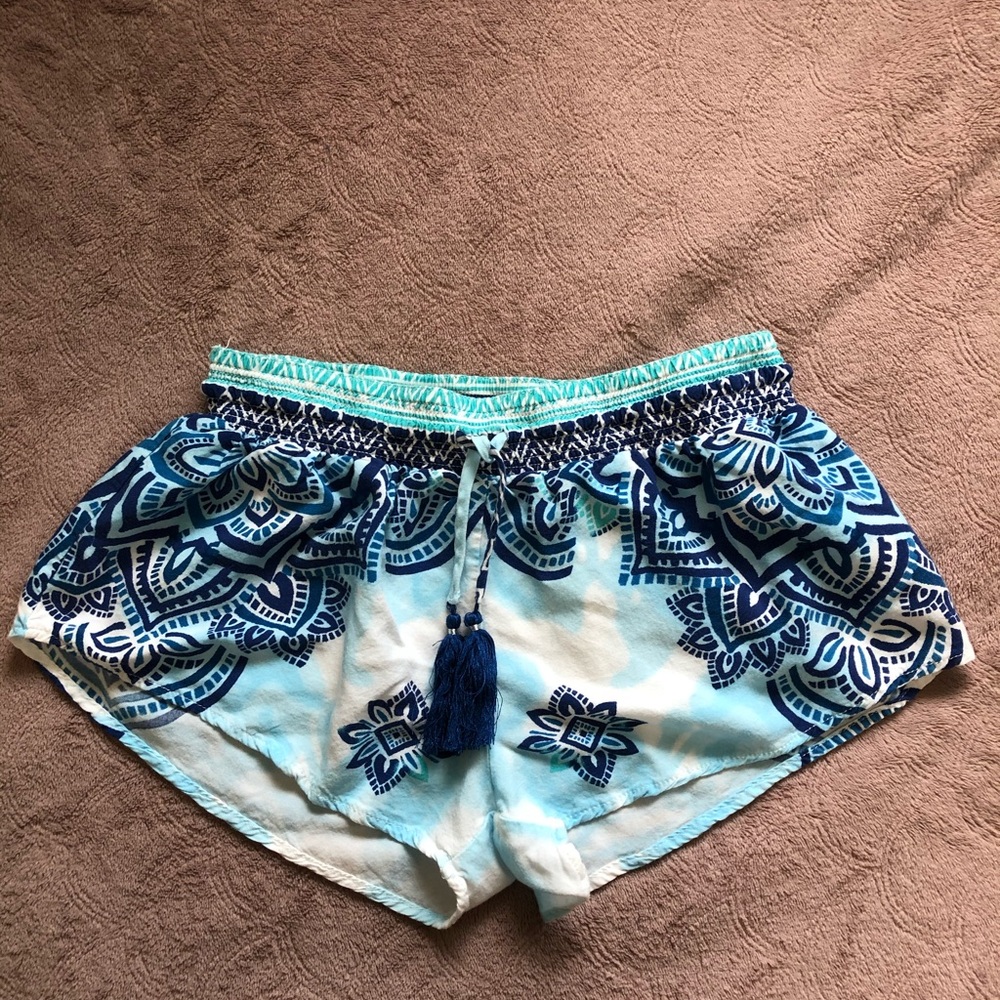 Blue Patterned Women's Shorts